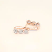 Rose gold hoop huggies with natural diamonds