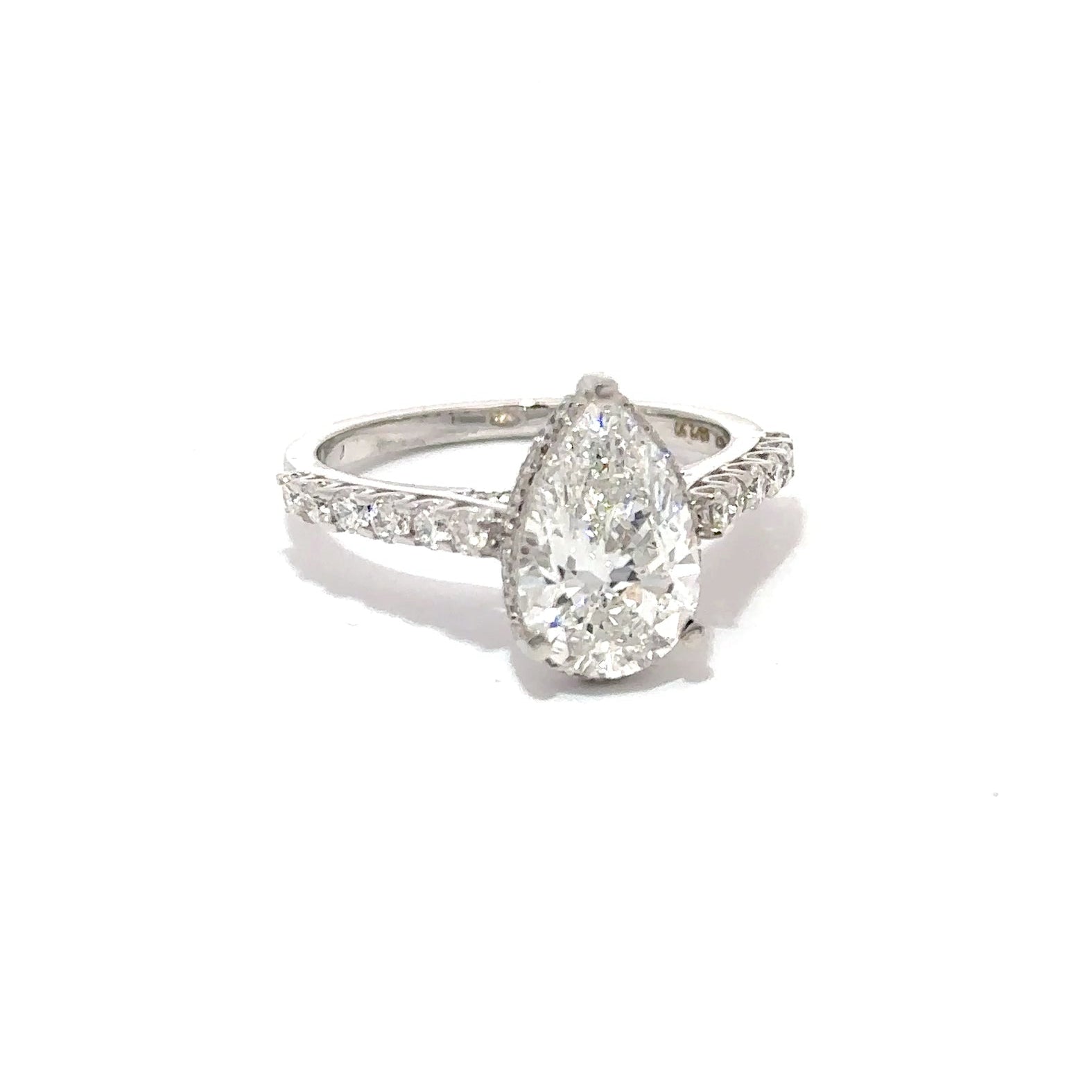 2 Carat Pear Diamond Ring in White Gold