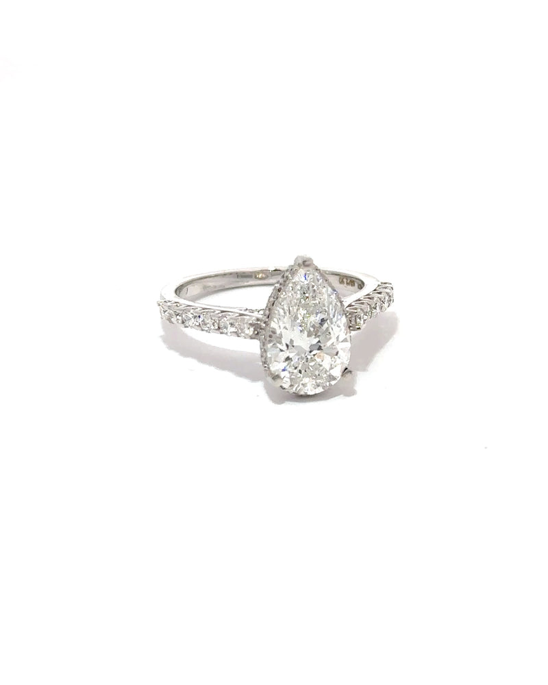 2 Carat Pear Diamond Ring in White Gold