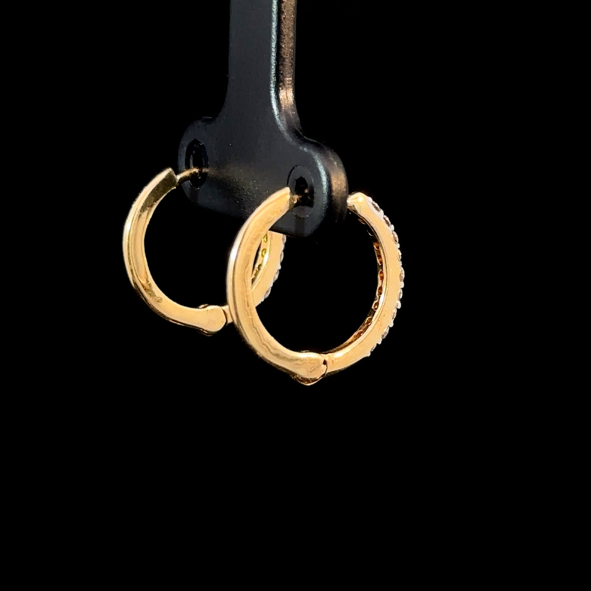 Diamond Hoop Huggies in Yellow Gold